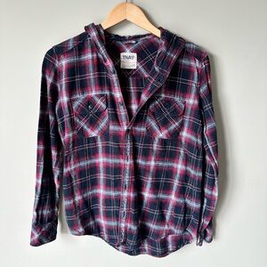 Aritzia TNA Plaid Flannel Button Down Shirt Size XS